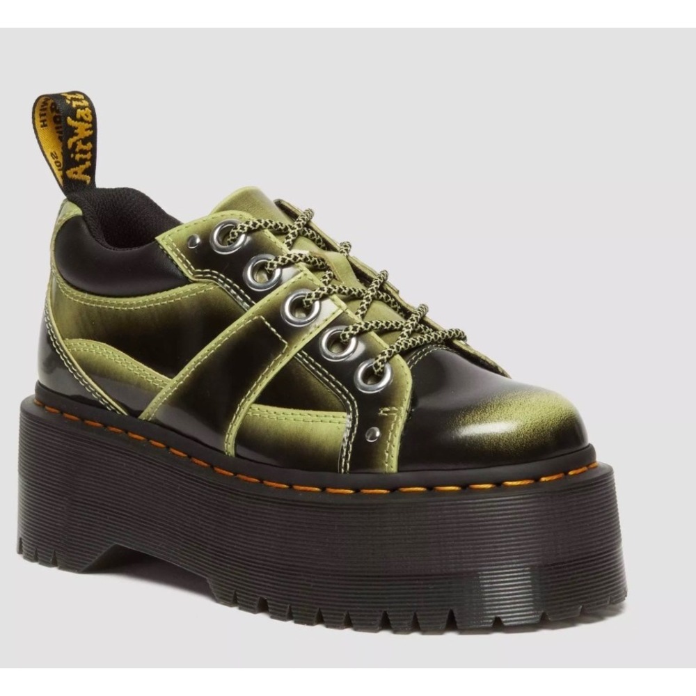 Dr. Martens 8053 Quad Max Platform Shoes Olive Black Rub Off Leather 9 US L